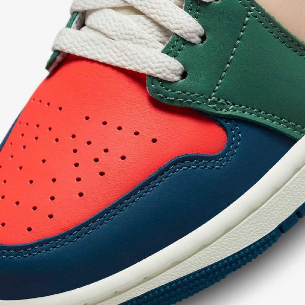 Nike Air Jordan 1 Mid Tops Se Sko Dame Blå Rød