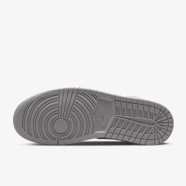 Nike Air Jordan 1 Mid Tops Se Sko Dame Svarte Hvite Lyse Grå Rød