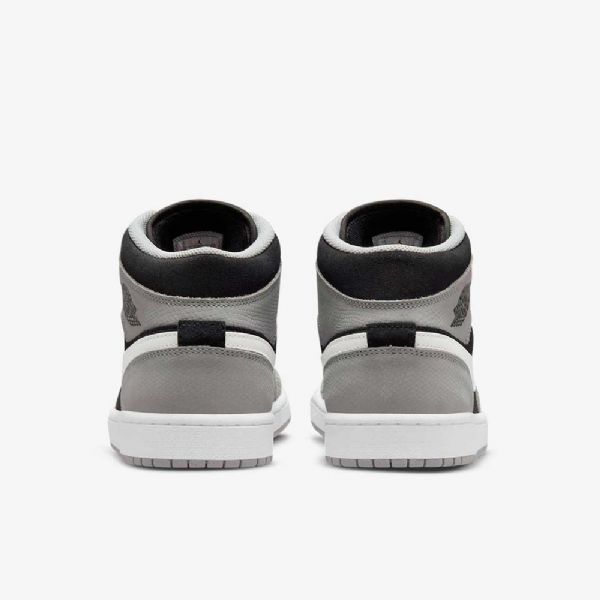 Nike Air Jordan 1 Mid Tops Se Sko Dame Svarte Hvite Lyse Grå Rød