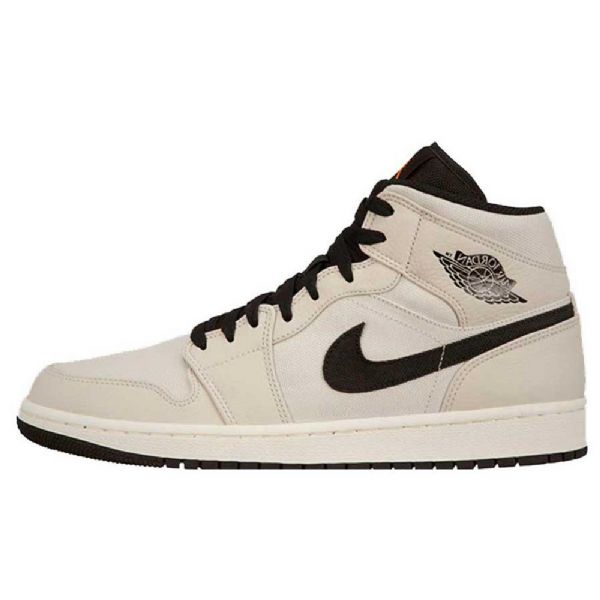 Nike Air Jordan 1 Mid Tops Se Sko Herre Beige Svarte