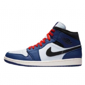 Nike Air Jordan 1 Mid Tops Se Sko Herre Blå Svarte