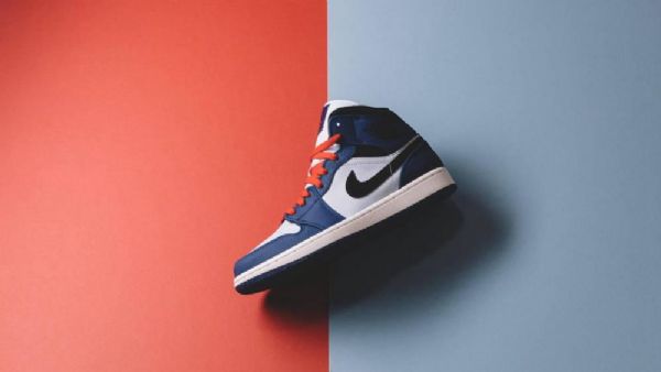 Nike Air Jordan 1 Mid Tops Se Sko Herre Blå Svarte
