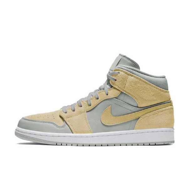 Nike Air Jordan 1 Mid Tops Se Sko Herre Grå Sitron Lyseblå