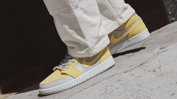 Nike Air Jordan 1 Mid Tops Se Sko Herre Grå Sitron Lyseblå