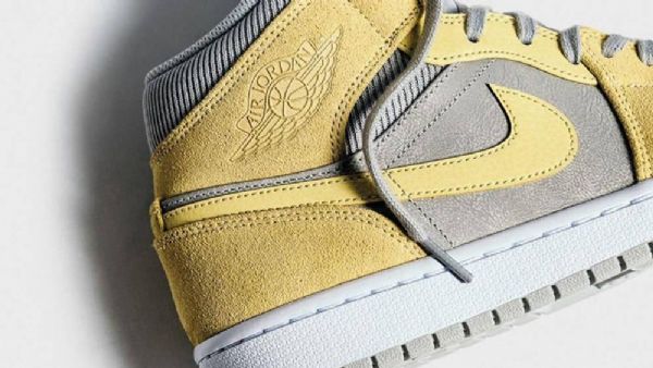 Nike Air Jordan 1 Mid Tops Se Sko Herre Grå Sitron Lyseblå