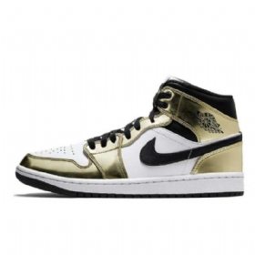 Nike Air Jordan 1 Mid Tops Se Sko Herre Gull