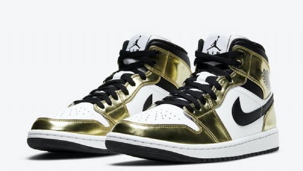 Nike Air Jordan 1 Mid Tops Se Sko Herre Gull