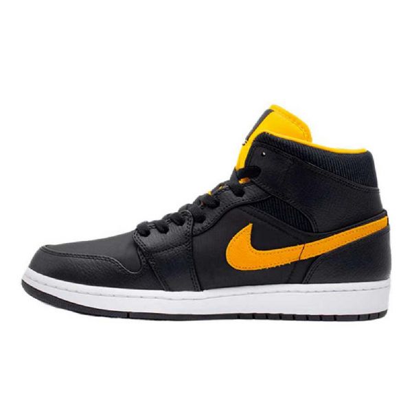 Nike Air Jordan 1 Mid Tops Se Sko Herre Svarte Gull