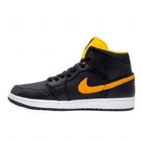 Nike Air Jordan 1 Mid Tops Se Sko Herre Svarte Gull