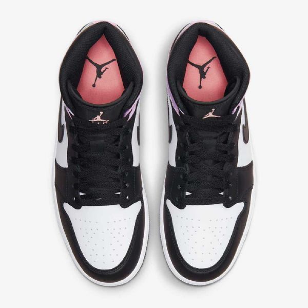 Nike Air Jordan 1 Mid Tops Se Sko Herre Svarte Hvite Korall