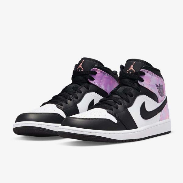 Nike Air Jordan 1 Mid Tops Se Sko Herre Svarte Hvite Korall