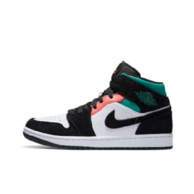 Nike Air Jordan 1 Mid Tops Se South Beach Sko Herre Svarte