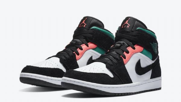 Nike Air Jordan 1 Mid Tops Se South Beach Sko Herre Svarte