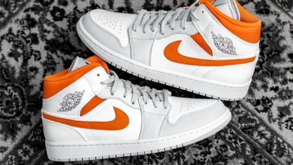 Nike Air Jordan 1 Mid Tops Se Starfish Sko Herre Hvite Oransje
