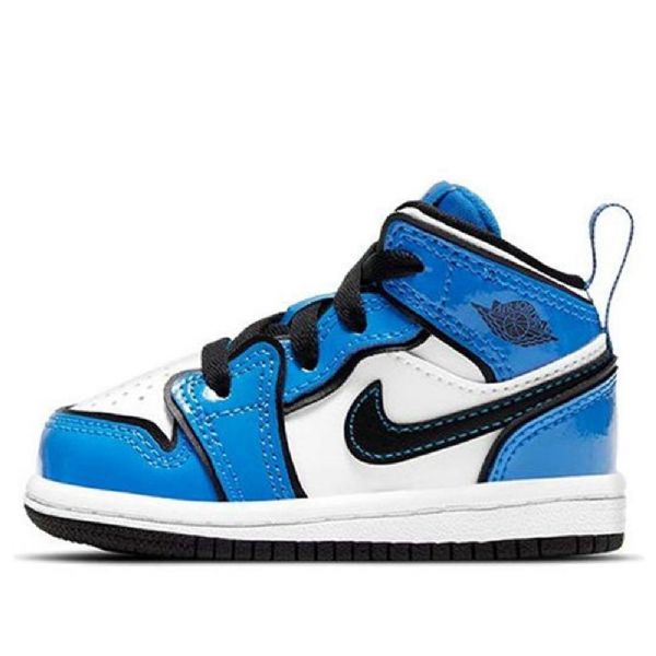 Nike Air Jordan 1 Mid Tops Se Td Retro Basketball Shoes Barn Blå