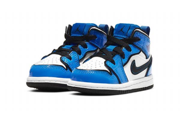 Nike Air Jordan 1 Mid Tops Se Td Retro Basketball Shoes Barn Blå