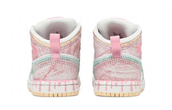 Nike Air Jordan 1 Mid Tops Se Td Retro Basketball Shoes Barn Hvite Rosa