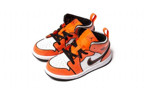 Nike Air Jordan 1 Mid Tops Se Td Retro Basketball Shoes Barn Oransje