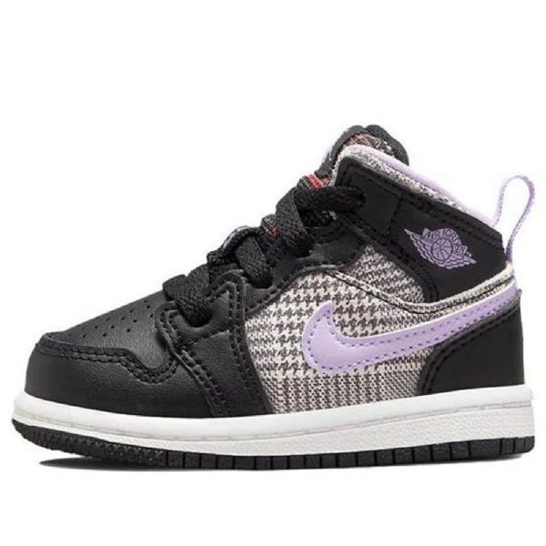 Nike Air Jordan 1 Mid Tops Se Td Retro Basketball Shoes Barn Svarte