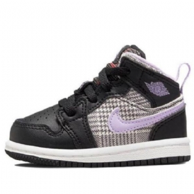 Nike Air Jordan 1 Mid Tops Se Td Retro Basketball Shoes Barn Svarte