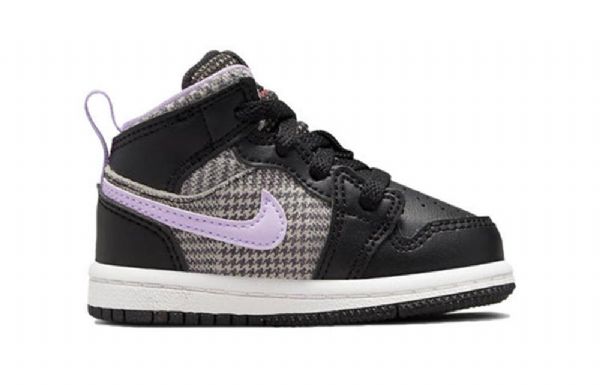 Nike Air Jordan 1 Mid Tops Se Td Retro Basketball Shoes Barn Svarte