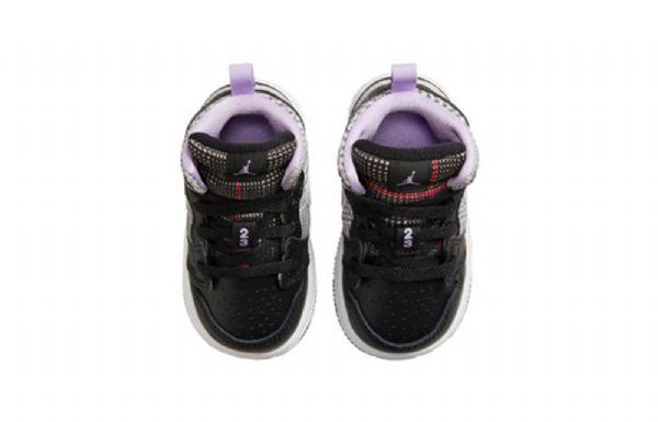 Nike Air Jordan 1 Mid Tops Se Td Retro Basketball Shoes Barn Svarte