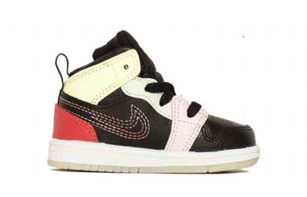 Nike Air Jordan 1 Mid Tops Se Td Retro Basketball Shoes Barn Svarte Grønn Rød