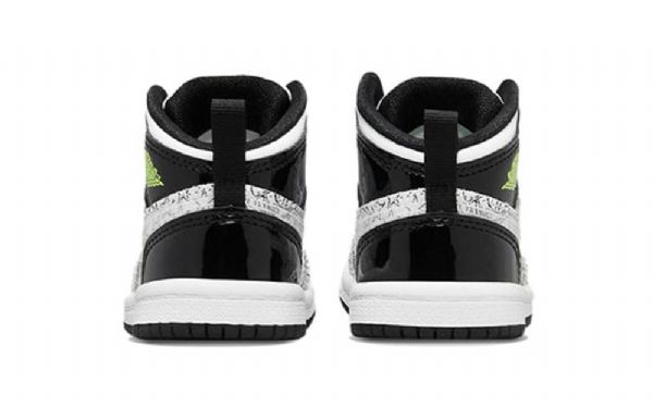 Nike Air Jordan 1 Mid Tops Se Td Retro Basketball Shoes Barn Svarte Hvite