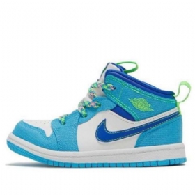 Nike Air Jordan 1 Mid Tops Se Td Sko Barn Blå Hvite