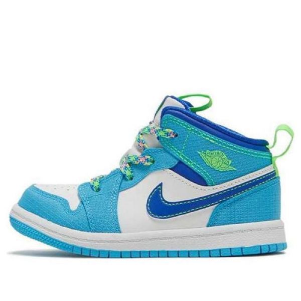 Nike Air Jordan 1 Mid Tops Se Td Sko Barn Blå Hvite