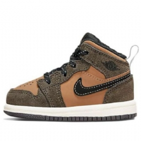 Nike Air Jordan 1 Mid Tops Se Td Sko Barn Brune