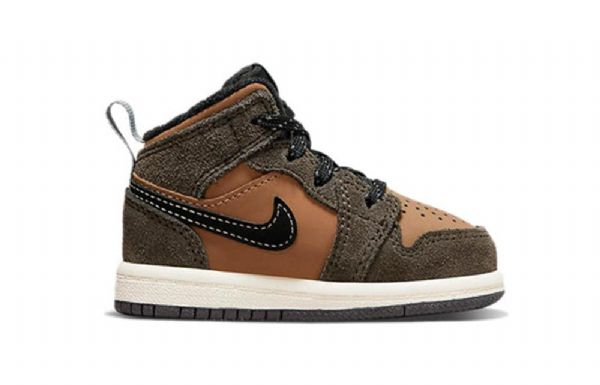 Nike Air Jordan 1 Mid Tops Se Td Sko Barn Brune