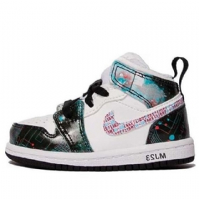 Nike Air Jordan 1 Mid Tops Se Td Sko Barn Hvite Svarte