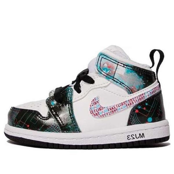 Nike Air Jordan 1 Mid Tops Se Td Sko Barn Hvite Svarte