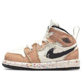 Nike Air Jordan 1 Mid Tops Se Td Sko Barn Khaki Hvite