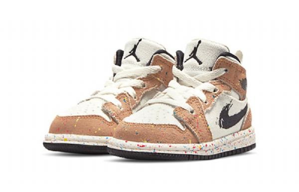 Nike Air Jordan 1 Mid Tops Se Td Sko Barn Khaki Hvite