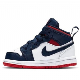 Nike Air Jordan 1 Mid Tops Se Td Sko Barn Marineblå Hvite