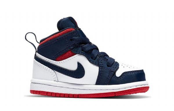 Nike Air Jordan 1 Mid Tops Se Td Sko Barn Marineblå Hvite