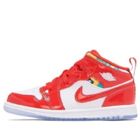 Nike Air Jordan 1 Mid Tops Se Td Sko Barn Rød Hvite