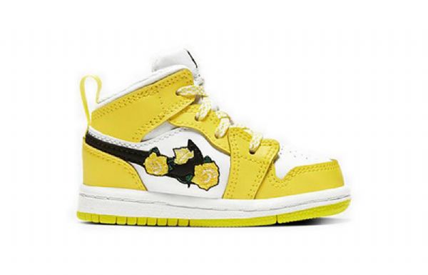 Nike Air Jordan 1 Mid Tops Se Td Sko Barn Rosa Gul