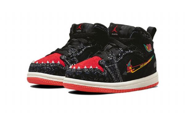 Nike Air Jordan 1 Mid Tops Se Td Sko Barn Svarte