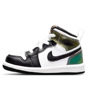 Nike Air Jordan 1 Mid Tops Se Td Sko Barn Svarte Hvite