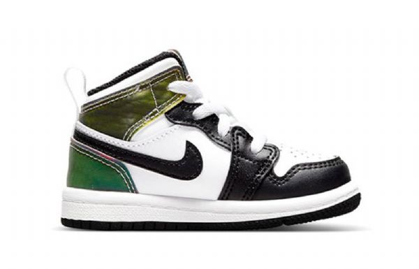 Nike Air Jordan 1 Mid Tops Se Td Sko Barn Svarte Hvite