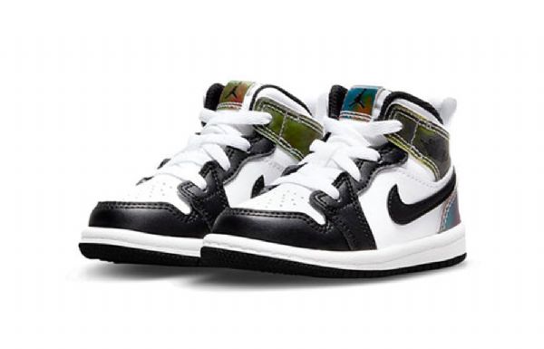 Nike Air Jordan 1 Mid Tops Se Td Sko Barn Svarte Hvite