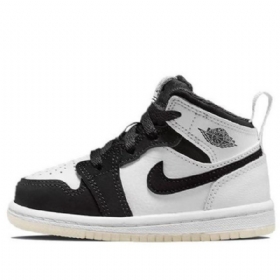 Nike Air Jordan 1 Mid Tops Se Td Sko Barn Svarte Hvite