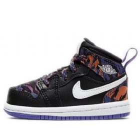 Nike Air Jordan 1 Mid Tops Se Td Sko Barn Svarte Lilla