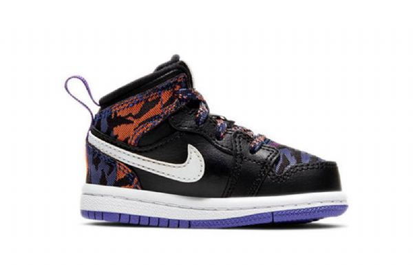 Nike Air Jordan 1 Mid Tops Se Td Sko Barn Svarte Lilla