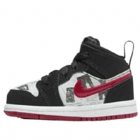 Nike Air Jordan 1 Mid Tops Se Td Sko Barn Svarte Rød