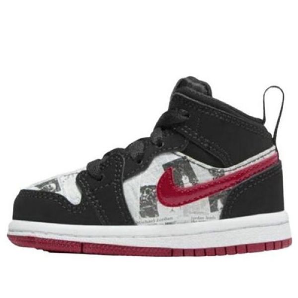 Nike Air Jordan 1 Mid Tops Se Td Sko Barn Svarte Rød