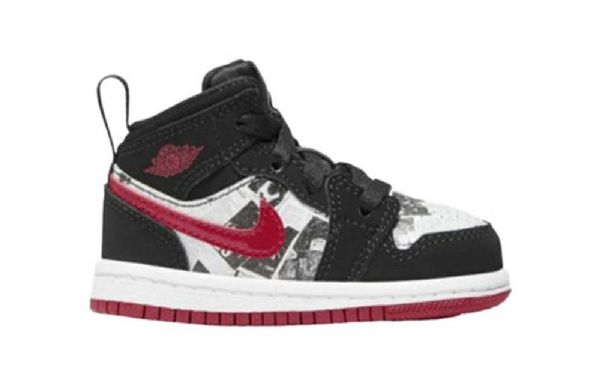 Nike Air Jordan 1 Mid Tops Se Td Sko Barn Svarte Rød